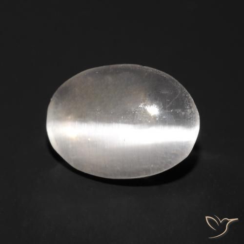 Sillimanite œil de chat Gris très clair naturelle ovale, 0.96 ct, Transparent