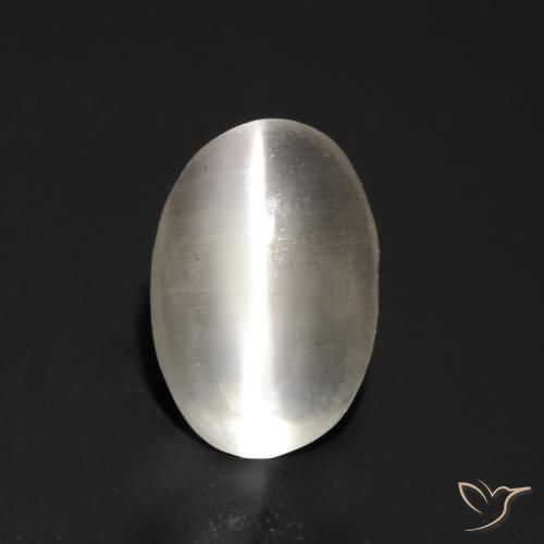1.05ct Naturel Gris très clair Sillimanite œil de chat, ovale, Transparent