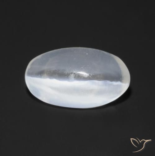 0.77ct Naturel Blanc translucide Sillimanite œil de chat, ovale, Transparent