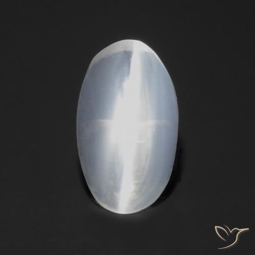 Sillimanite œil de chat Blanc translucide naturelle ovale, 0.77 ct, Transparent