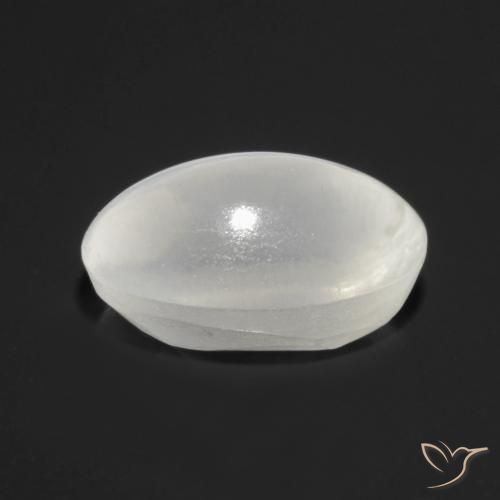 Sillimanite œil de chat Blanc translucide naturelle ovale, 1.27 ct, Transparent