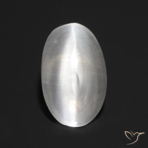 0.83ct Naturel Blanc clair Sillimanite œil de chat, ovale, Transparent