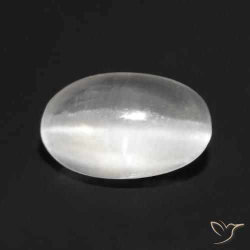 Sillimanite œil de chat Blanc clair naturelle ovale, 0.83 ct, Transparent