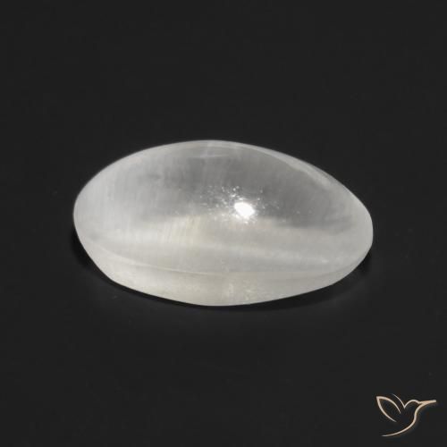 Sillimanite œil de chat Blanc clair naturelle ovale, 0.83 ct, Transparent