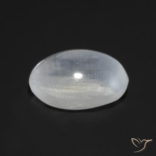 Sillimanite œil de chat Blanc translucide naturelle ovale, 1.04 ct, Transparent