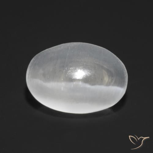 1.13ct Naturel Blanc translucide Sillimanite œil de chat, ovale, Transparent