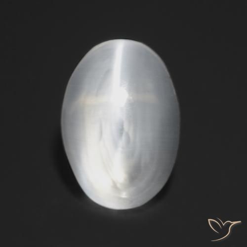 Sillimanite œil de chat Blanc translucide naturelle ovale, 1.13 ct, Transparent
