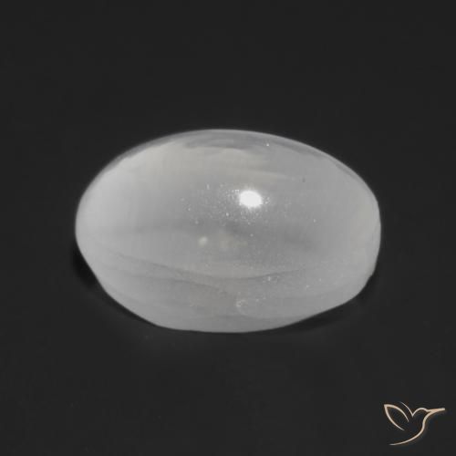 Sillimanite œil de chat Blanc translucide naturelle ovale, 1.13 ct, Transparent