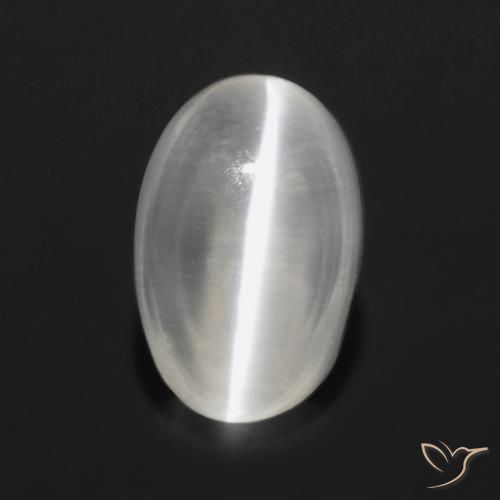 0.97ct Naturel Blanc translucide Sillimanite œil de chat, ovale, Transparent