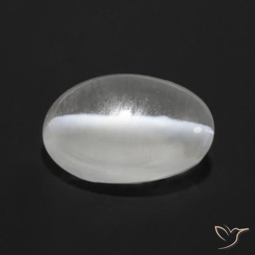 Sillimanite œil de chat Blanc translucide naturelle ovale, 0.97 ct, Transparent