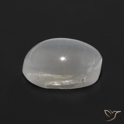 Sillimanite œil de chat Blanc translucide naturelle ovale, 0.97 ct, Transparent