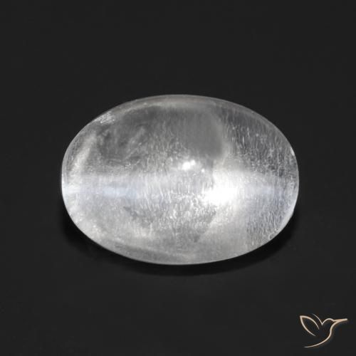 0.88ct Naturel Blanc clair Sillimanite œil de chat, ovale, Transparent