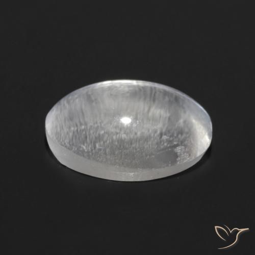 Sillimanite œil de chat Blanc clair naturelle ovale, 0.88 ct, Transparent
