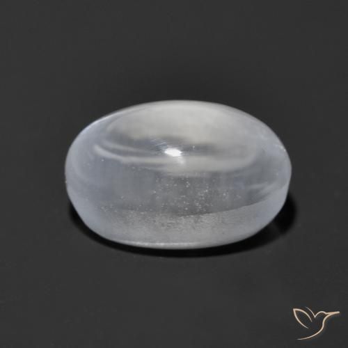 Sillimanite œil de chat Blanc clair naturelle ovale, 1.24 ct, Transparent