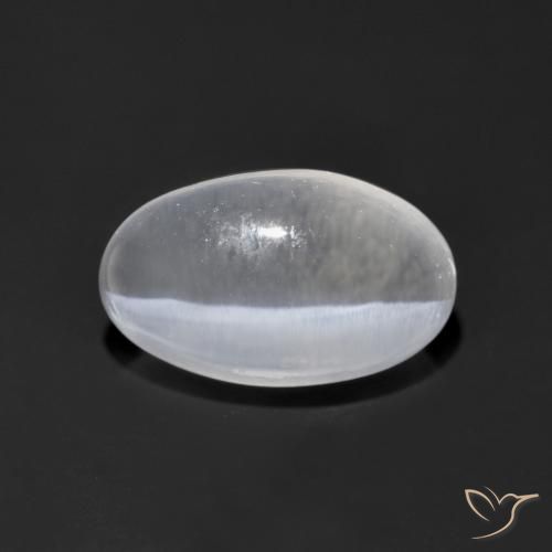 1.39ct Naturel Blanc clair Sillimanite œil de chat, ovale, Transparent