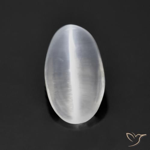Sillimanite œil de chat Blanc clair naturelle ovale, 1.39 ct, Transparent