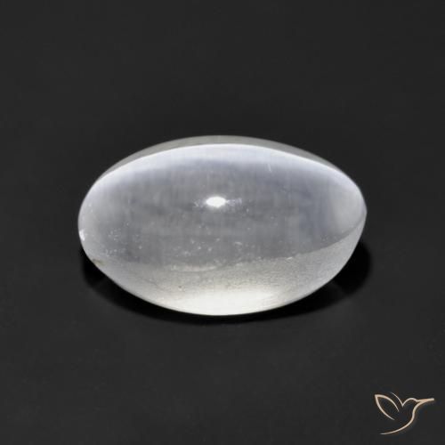 Sillimanite œil de chat Blanc clair naturelle ovale, 1.39 ct, Transparent