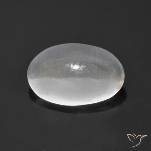 1.36ct Naturel Blanc Sillimanite œil de chat, ovale, Transparent