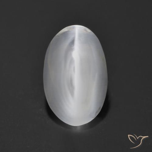 Sillimanite œil de chat Blanc naturelle ovale, 1.36 ct, Transparent
