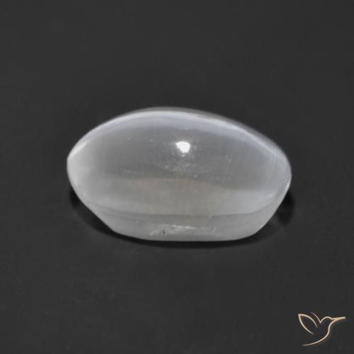 Sillimanite œil de chat Blanc naturelle ovale, 1.36 ct, Transparent