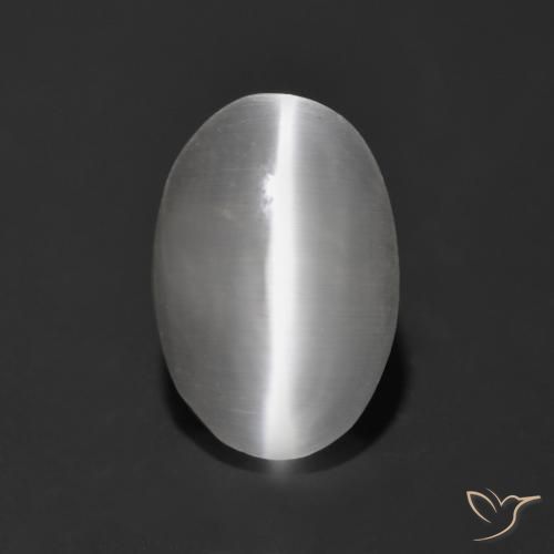 1.13ct Naturel Blanc clair Sillimanite œil de chat, ovale, Transparent