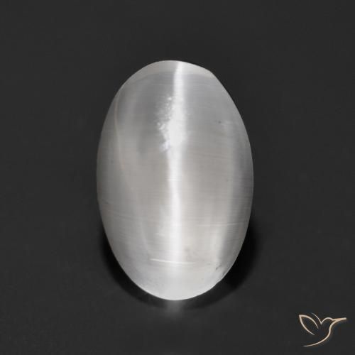 1.17ct Naturel Blanc Sillimanite œil de chat, ovale, Transparent