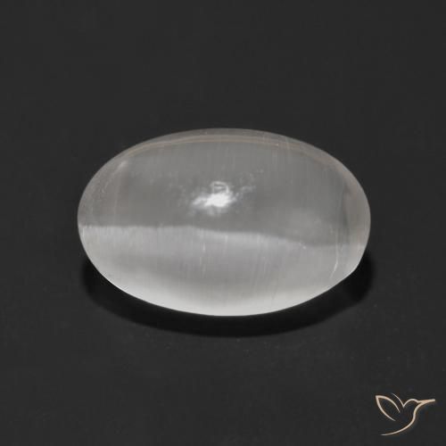 Sillimanite œil de chat Blanc naturelle ovale, 1.17 ct, Transparent