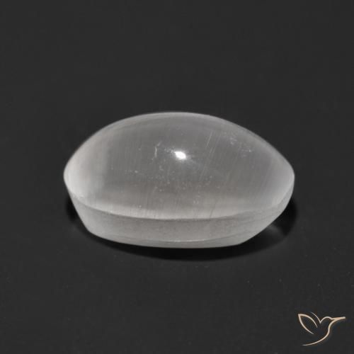Sillimanite œil de chat Blanc naturelle ovale, 1.17 ct, Transparent