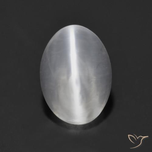 1.37ct Naturel Blanc Sillimanite œil de chat, ovale, Transparent
