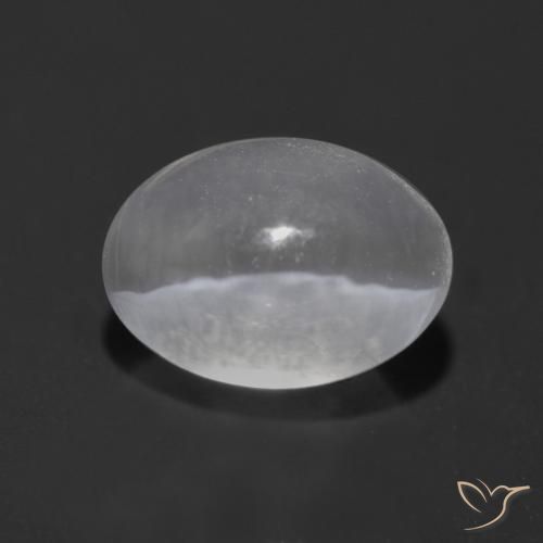 Sillimanite œil de chat Blanc naturelle ovale, 1.37 ct, Transparent