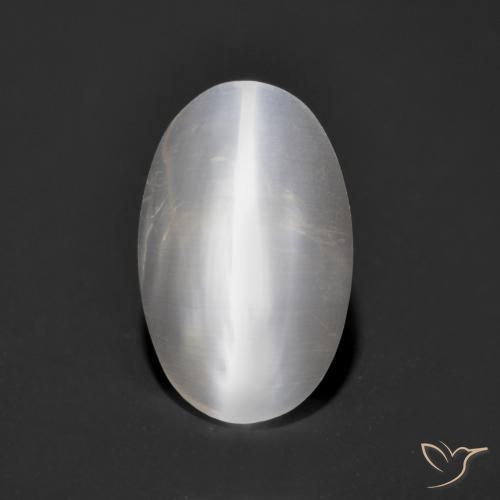 1.34ct Naturel Gris très clair Sillimanite œil de chat, ovale, Transparent