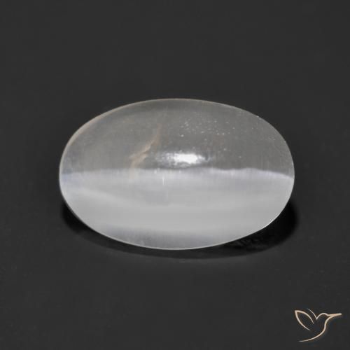 Sillimanite œil de chat Gris très clair naturelle ovale, 1.34 ct, Transparent