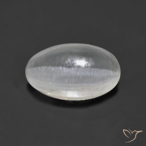 1.46ct Naturel Blanc clair Sillimanite œil de chat, ovale, Transparent