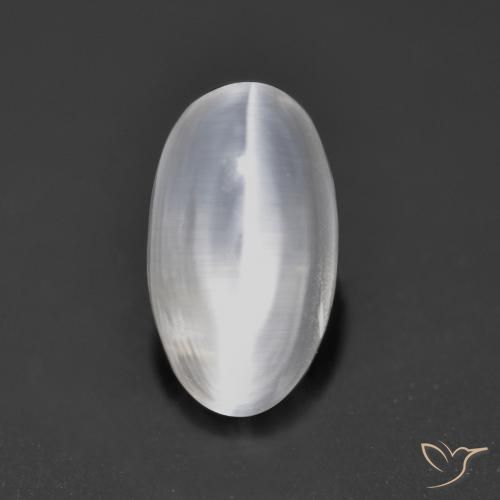 Sillimanite œil de chat Blanc clair naturelle ovale, 1.46 ct, Transparent
