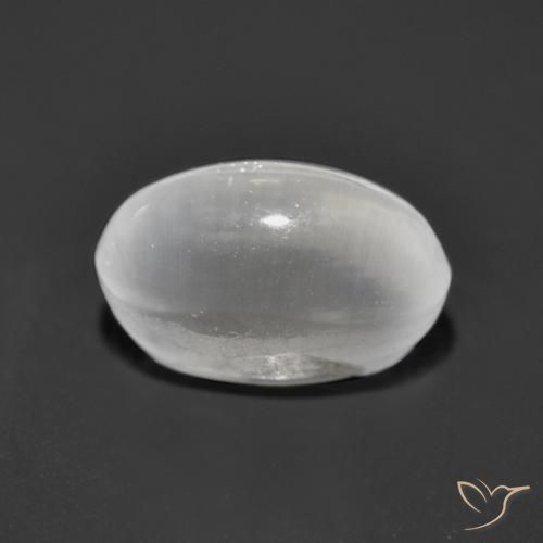 Sillimanite œil de chat Blanc clair naturelle ovale, 1.46 ct, Transparent