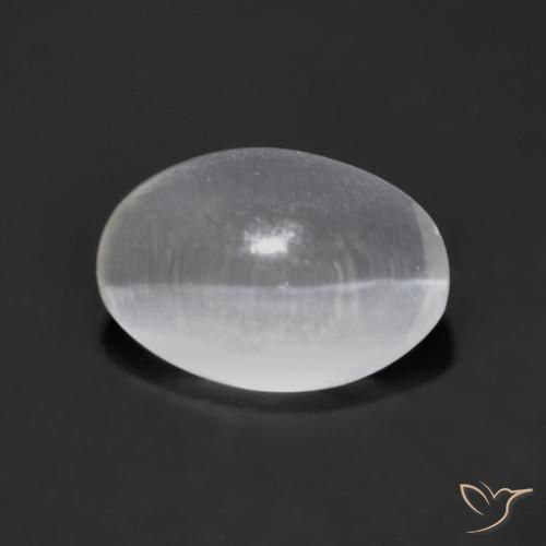 1.25ct Naturel Blanc clair Sillimanite œil de chat, ovale, Transparent