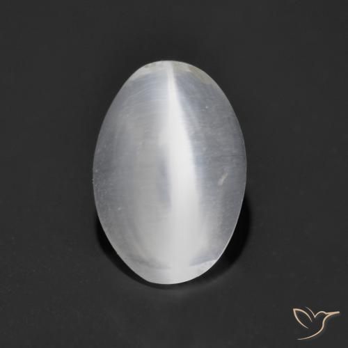 Sillimanite œil de chat Blanc clair naturelle ovale, 1.25 ct, Transparent
