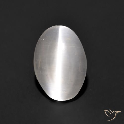 0.96ct Naturel Gris très clair Sillimanite œil de chat, ovale, Transparent