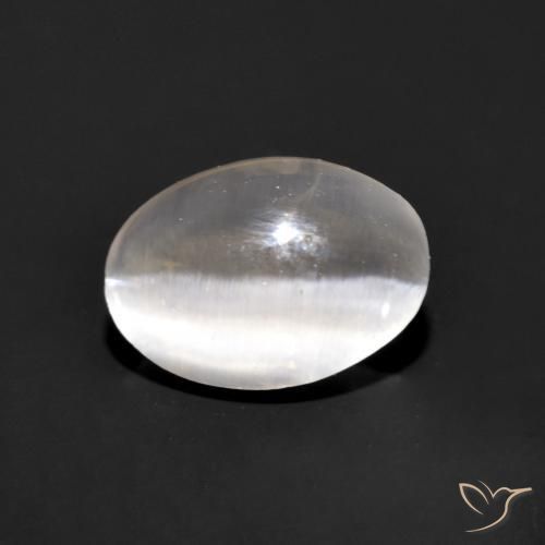 Sillimanite œil de chat Gris très clair naturelle ovale, 0.96 ct, Transparent