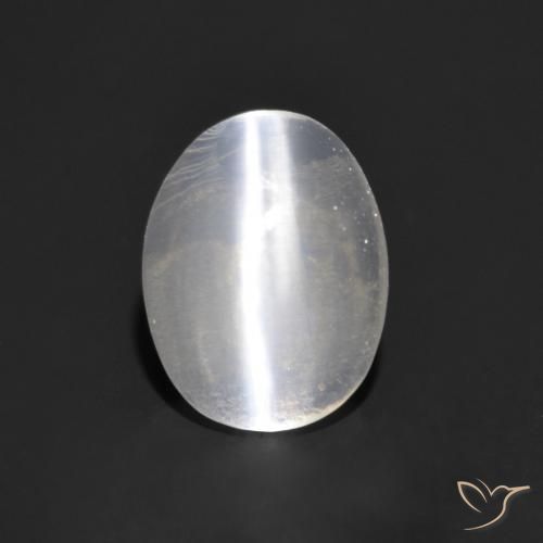 0.83ct Naturel Blanc clair Sillimanite œil de chat, ovale, Transparent