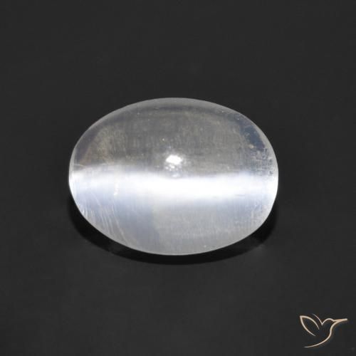 Sillimanite œil de chat Blanc clair naturelle ovale, 0.83 ct, Transparent