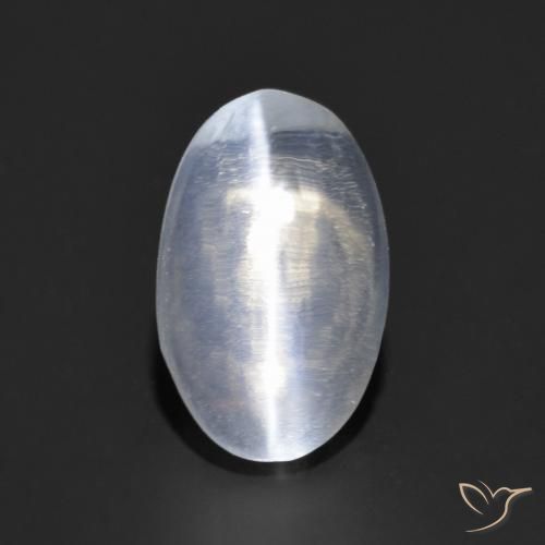 1.14ct Naturel Blanc bleuâtre Sillimanite œil de chat, ovale, Transparent