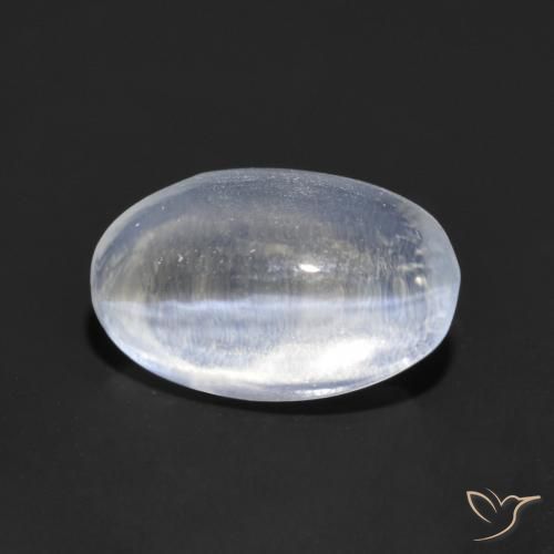 Sillimanite œil de chat Blanc bleuâtre naturelle ovale, 1.14 ct, Transparent