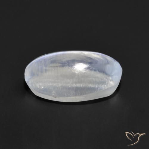 Sillimanite œil de chat Blanc bleuâtre naturelle ovale, 1.14 ct, Transparent