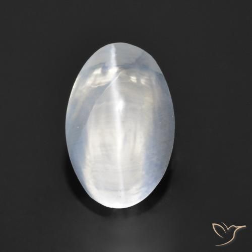 1.26ct Naturel Blanc clair Sillimanite œil de chat, ovale, Transparent
