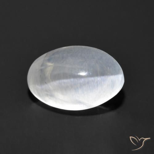 Sillimanite œil de chat Blanc clair naturelle ovale, 1.26 ct, Transparent