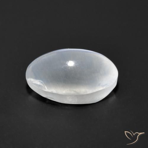 Sillimanite œil de chat Blanc clair naturelle ovale, 1.26 ct, Transparent