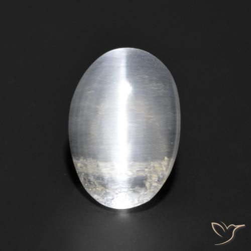 1.21ct Naturel Blanc Sillimanite œil de chat, ovale, Transparent