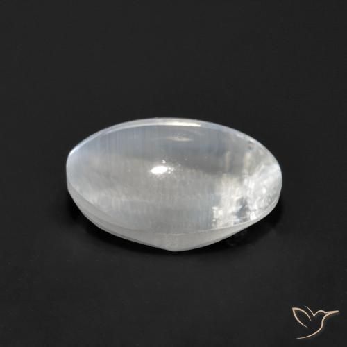 Sillimanite œil de chat Blanc naturelle ovale, 1.21 ct, Transparent