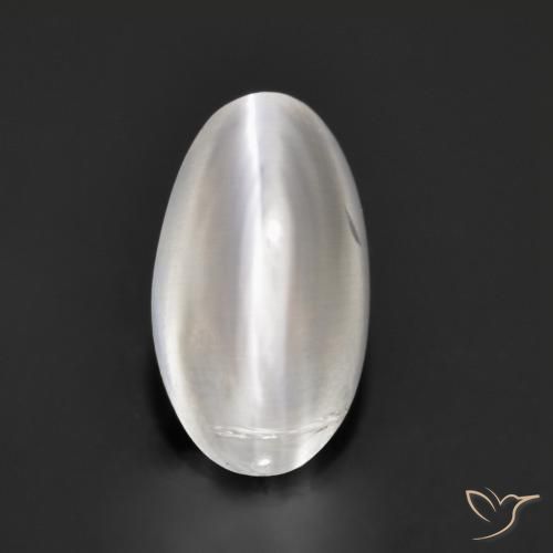 1.37ct Naturel Blanc Sillimanite œil de chat, ovale, Transparent
